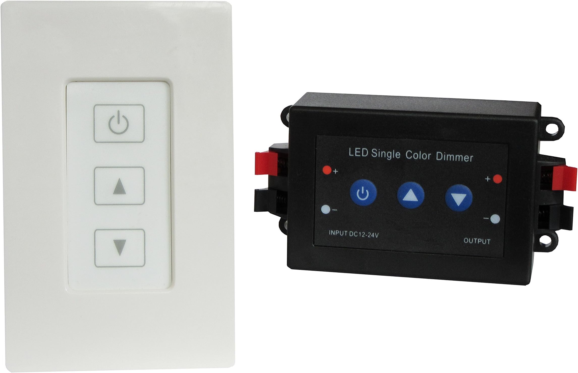 Wireless Wall Mounted LED Dimmer Switch and RF Receiver, for Single Color LED strips / LED lights