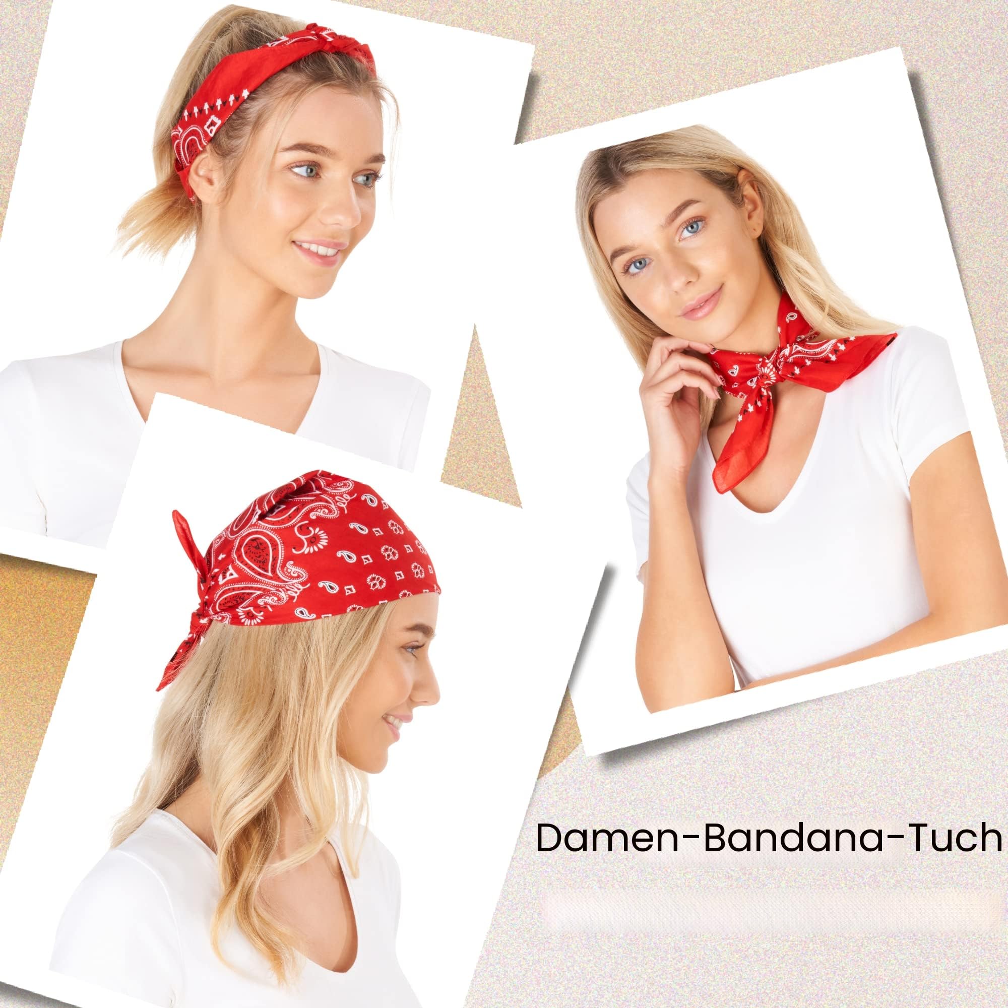Bandana Rot für Damen & Herren - Baumwolle Kopftücher - Sommer & Winter 5