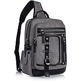 Schkleier Messenger Bag for Men Canvas Sling Bag Crossbody Backpack Laptop Shoulder Bag Hiking Daypacks Casual Tactical