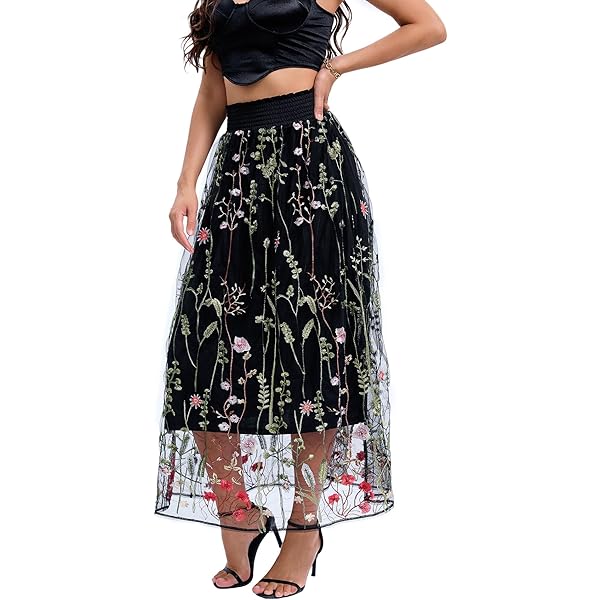 Amazon.com: EFOGEP Vintage Floral Tulle Skirts for Women