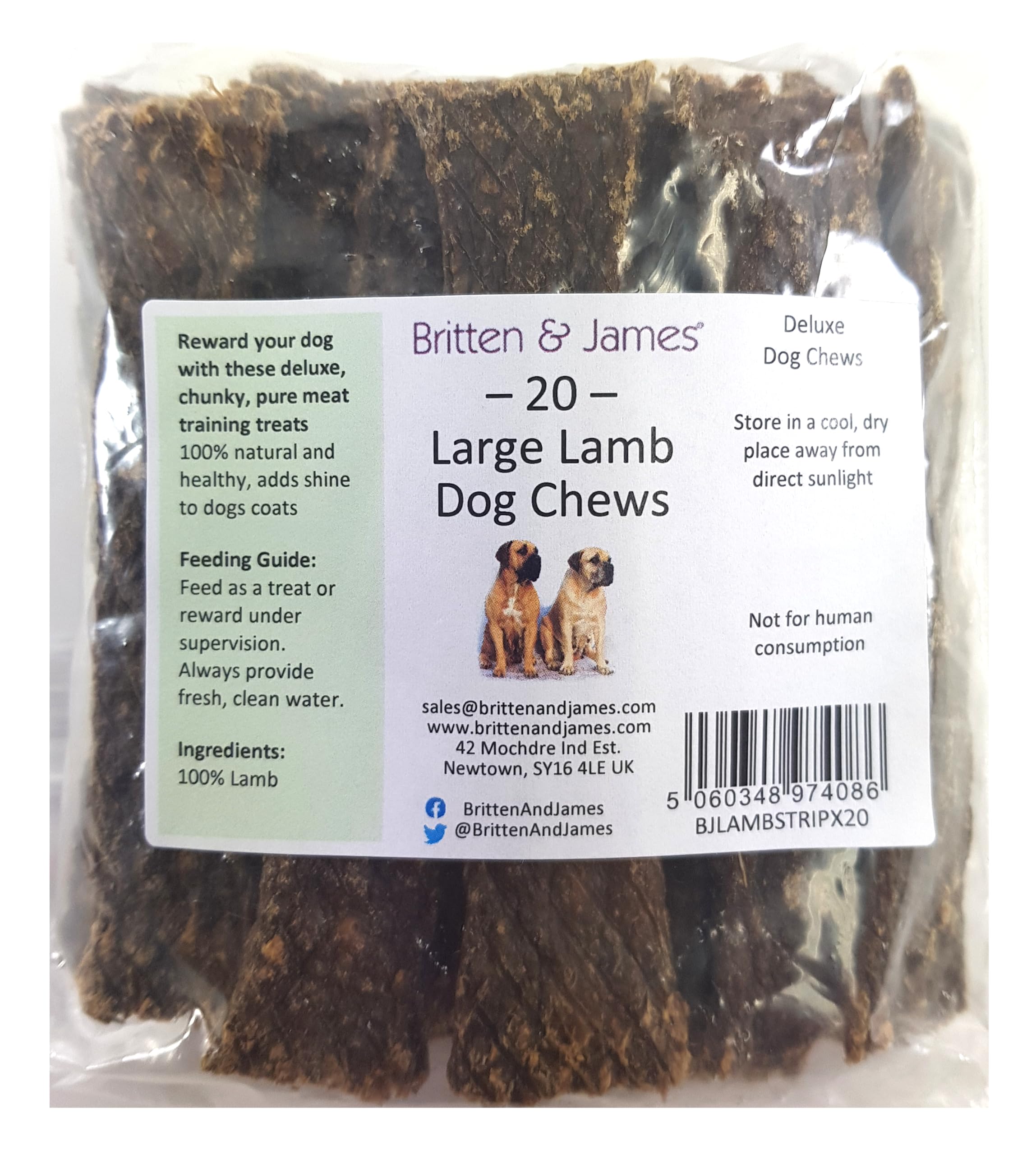 20 Lamb Deluxe Dog Chews. A Healthy and Nutritious Training Treat for your Dog or Puppy - 100% Natural and Grain Free - Premium Grade Quality