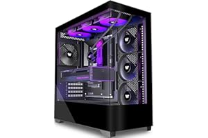 KEDIERS PC CASE ATX 4 Fans Pre-Installed, Type-C Mid Tower Computer Case with Full-View Dual Tempered Glass, Gaming PC Case,B
