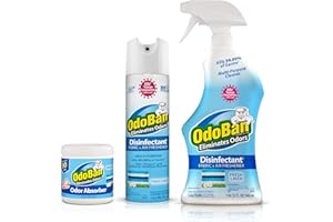 OdoBan Multipurpose Cleaner Disinfectant and Harsh Smell Eliminator Fabric/Air Freshener Pack: Ready-to-Use 360-Degree Continuous Spray, Trigger Spray, Solid Smell Absorber, Fresh Linen Scent