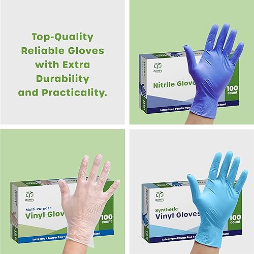 Comfy Package [Case of 1,000 Black Nitrile Gloves Disposable Latex