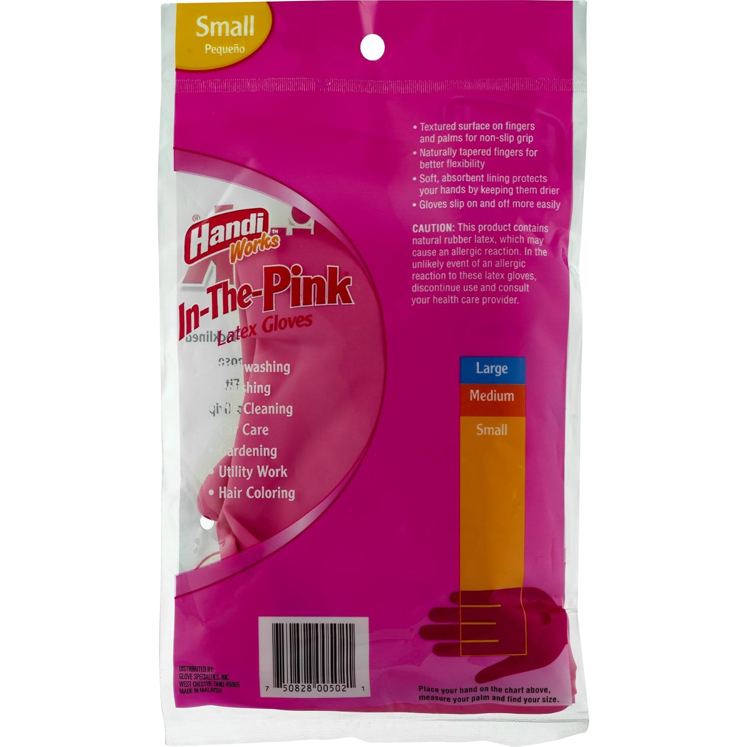 In-the pink small size 7 household latex Gloves (750828005021)