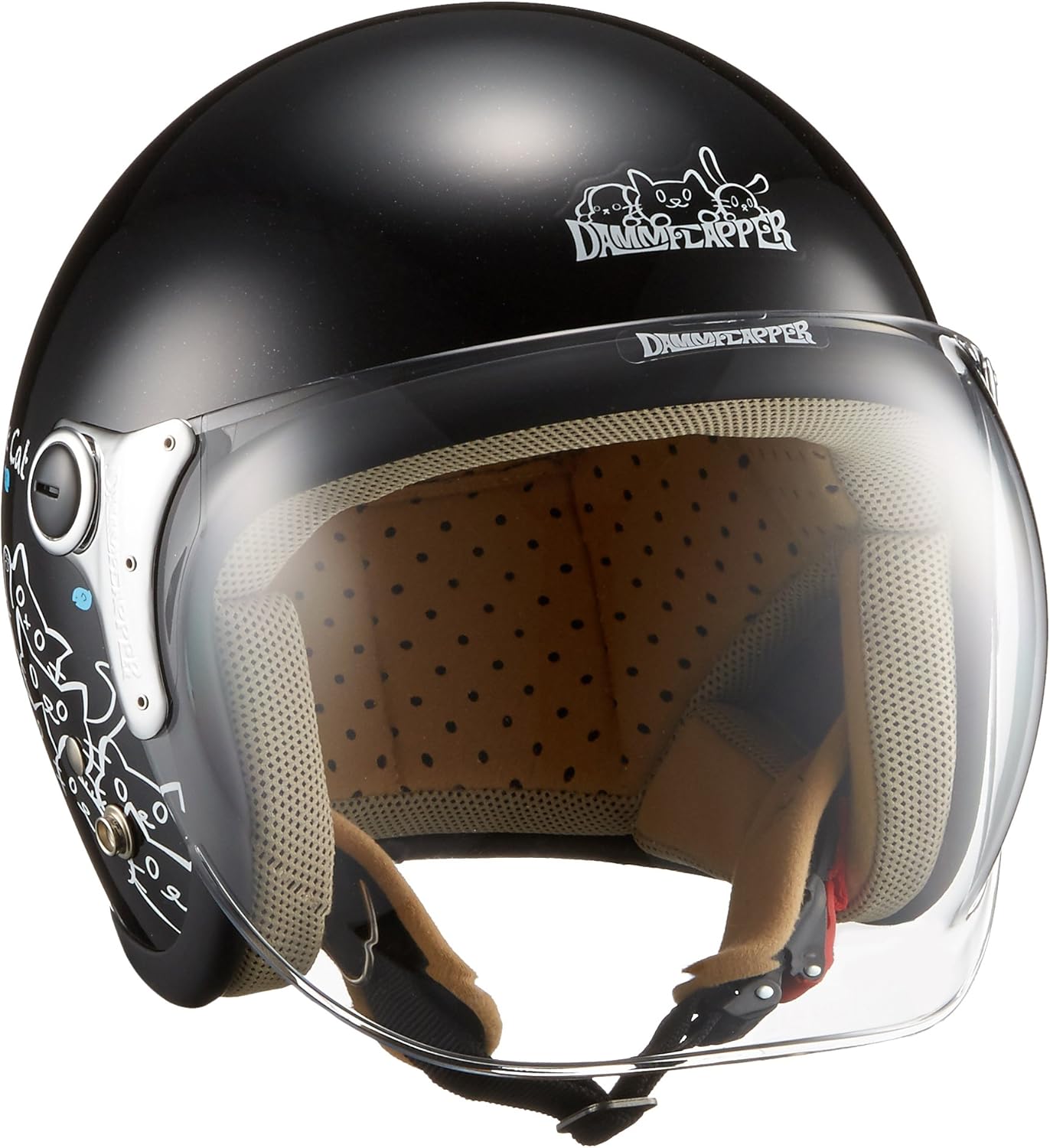 Amazon ダムトラックス Dammtrax バイクヘルメット ジェット Carina P Black Cat レディースフリー 57 58cm ジェット 車 バイク
