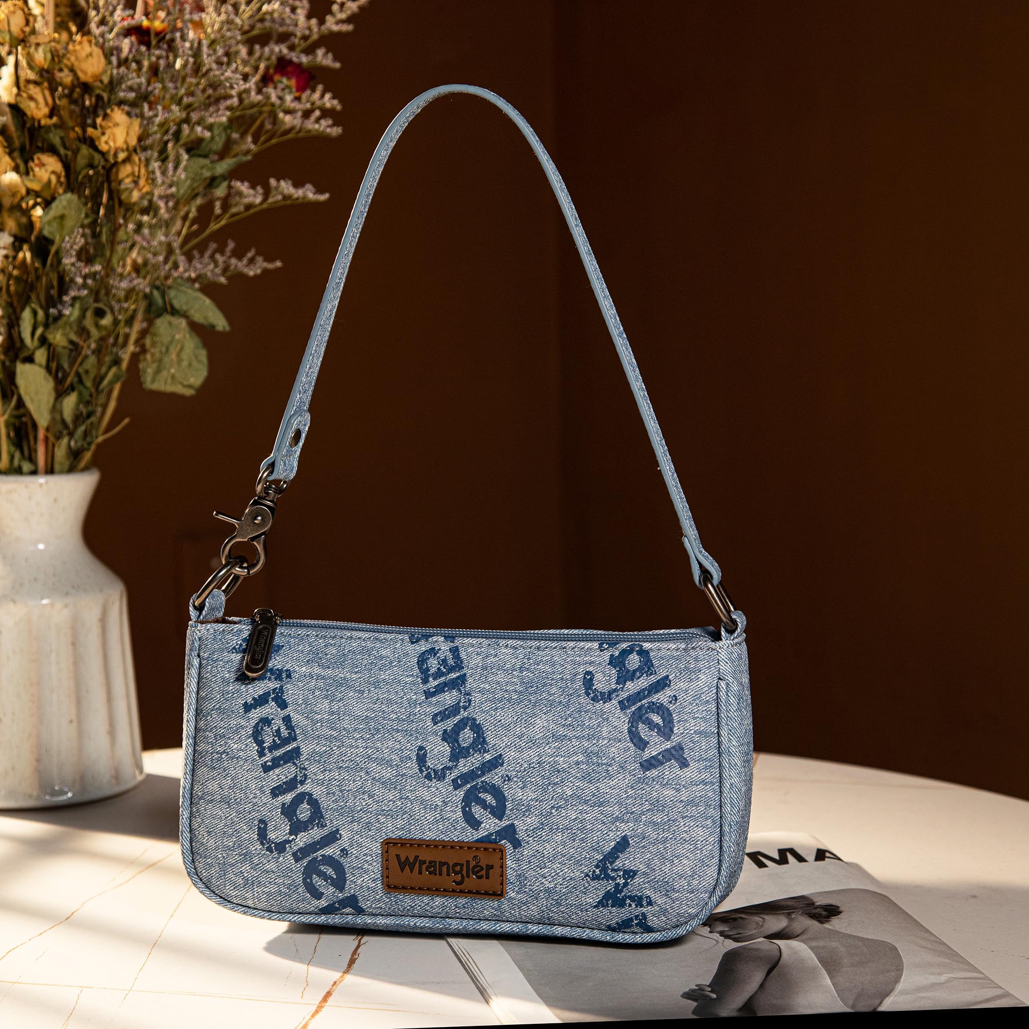 Wrangler Shoulder Bag for Women 90s Retro Top-Handle Hobo Handbag