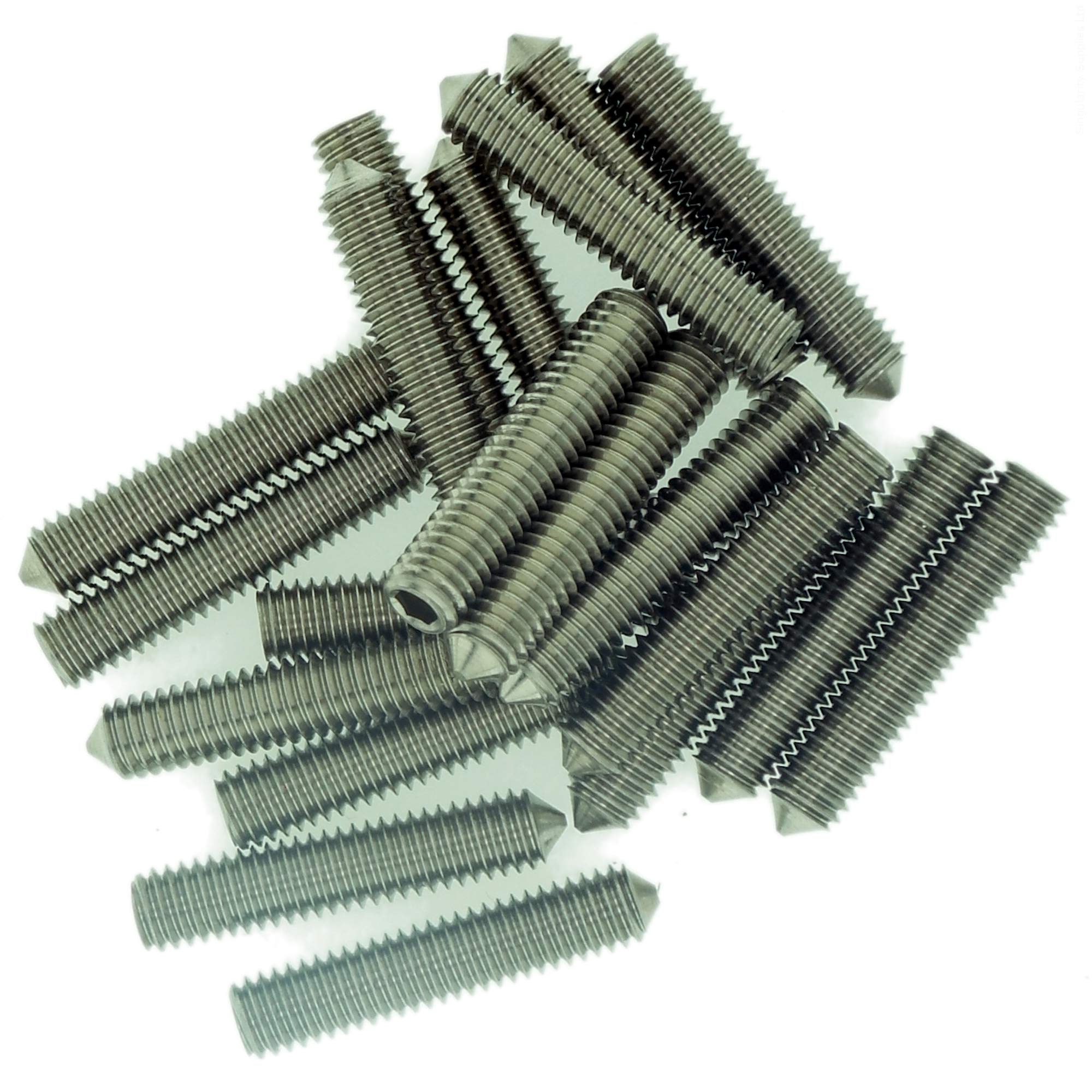 M6 (6mm x 30mm) Hex Socket Grub Screw (Cone Point) - Stainless Steel (A2) (Pack of 20)