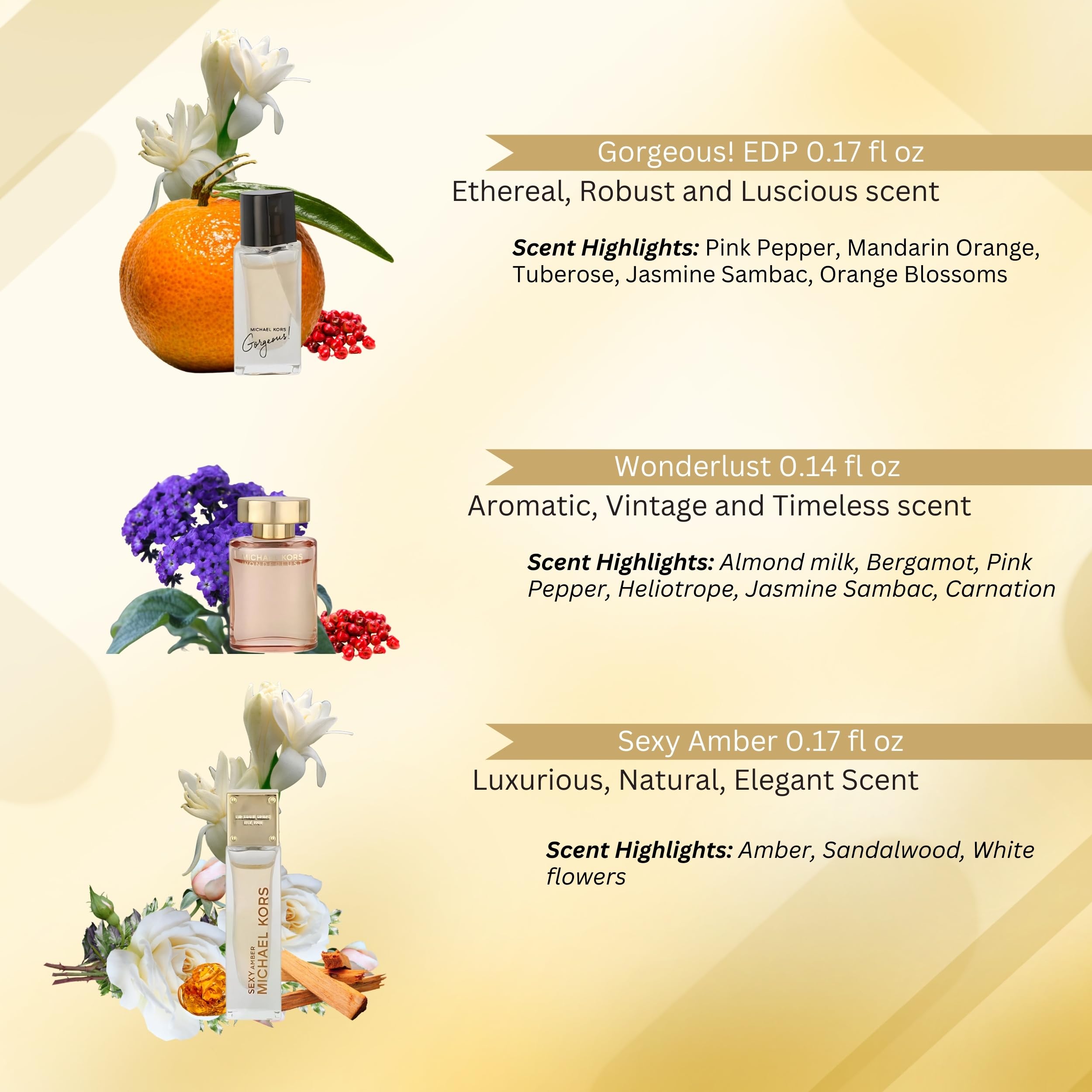 Michael Kors Perfume for Women Variety Gift Set Mini EDP Splashes