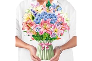Airpark Paper Flower Bouquet Grandma Gifts for Mom Pop Up Greeting Cards for Wife Teacher Presents with NoteCards & Envelope Anniversary Card Thank You Cards Easter Gifts for Women