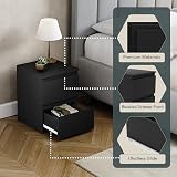 Vida Designs Denver 2 Drawer Bedside Chest Black 52H 29.5W 29.5D Space-Saving view 6