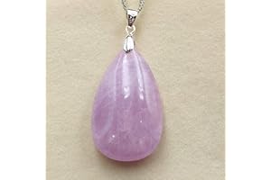 MUKO GEMSTONE 100% Natural Purple Kunzite Cat Eye Gemstone Water Drop Pendant 37x23x11mm AAAAA