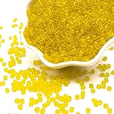 Yellow Glass Seed Beads 5000 Pcs, 3mm Small Craft Pony Beads Bulk for Bracelets, DIY Necklace Ring Waist Chain