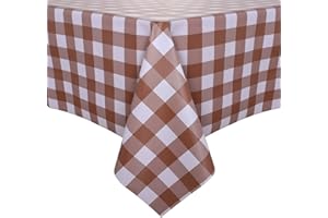 Obstal 100% Waterproof PVC Table Cloth, Oil-Proof Spill-Proof Vinyl Rectangle Tablecloth, Wipeable Table Cover for Outdoor and Indoor Use,Coffee,54 x 108 Inch
