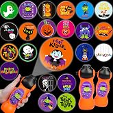 2 Pcs Halloween Party Favors LED Finger Projector Lights Toys Bulk for Kids | 24 Patterns Per Torch Flashlight Finger Lights for Halloween Party Goodies Fillers & Trick or Treat, Classroom Prizes Gifts