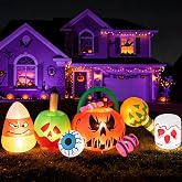 Partyotu 10FT Halloween Inflatables Pumpkin Ghost Combo Decorations | Eye-Catching Outdoor Blow Up Decor with LED Lights, Easy Setup, Stable Display for Yard, Lawn, Garden, Halloween Parties