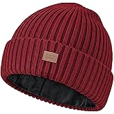 Merino Wool Beanie Hat for Men Women - Thermal Knitted Winter Hat for Large Heads Hiking Running Cap Wrap for Cold Weather