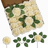 DuHouse 25Pcs Artificial Roses Flowers Fake Rose