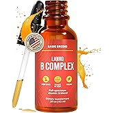 BASIC GREENS Vitamin B Complex Liquid Drops - Strength Sublingual Formula, Maximizes Absorption & Boosts Energy - B1, B2, B3, B5, B6, B7, B9, B12 - Natural Vegan Supplement for Immunity (B Complex)
