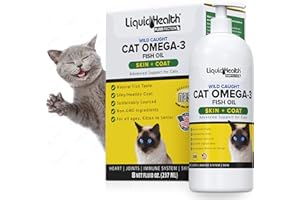 LIQUIDHEALTH Liquid Health Pets Wild Caught Omega 3 Fish Oil for Cats - Liquid Omega 3 Supplement for Cats with EPA+DPA+DHA - Reduce Itching, Support Joint, Immunity, Brain, Heart Health - Made in The USA (8 oz)