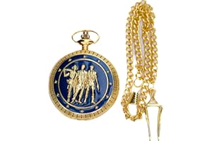 Trendy Zone 21 Vietnam Memorial Soldiers Embossed Picture White Dial Arabic Digital Gold Tone Pocket Watch & Long Chain with Gift Box | Memorable Gift for Men & Women | Size – 3.75" x 3.5" x 1.5"