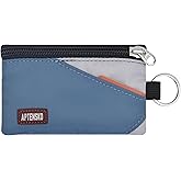 APTENSKO RFID Blocking Travel Wallet with Adjustable Lanyard, Small Nylon Zipper Pouch and Badge Holder for ID, Credit Cards, Cash, Keys, Commuters (SlateBlue+Grey)