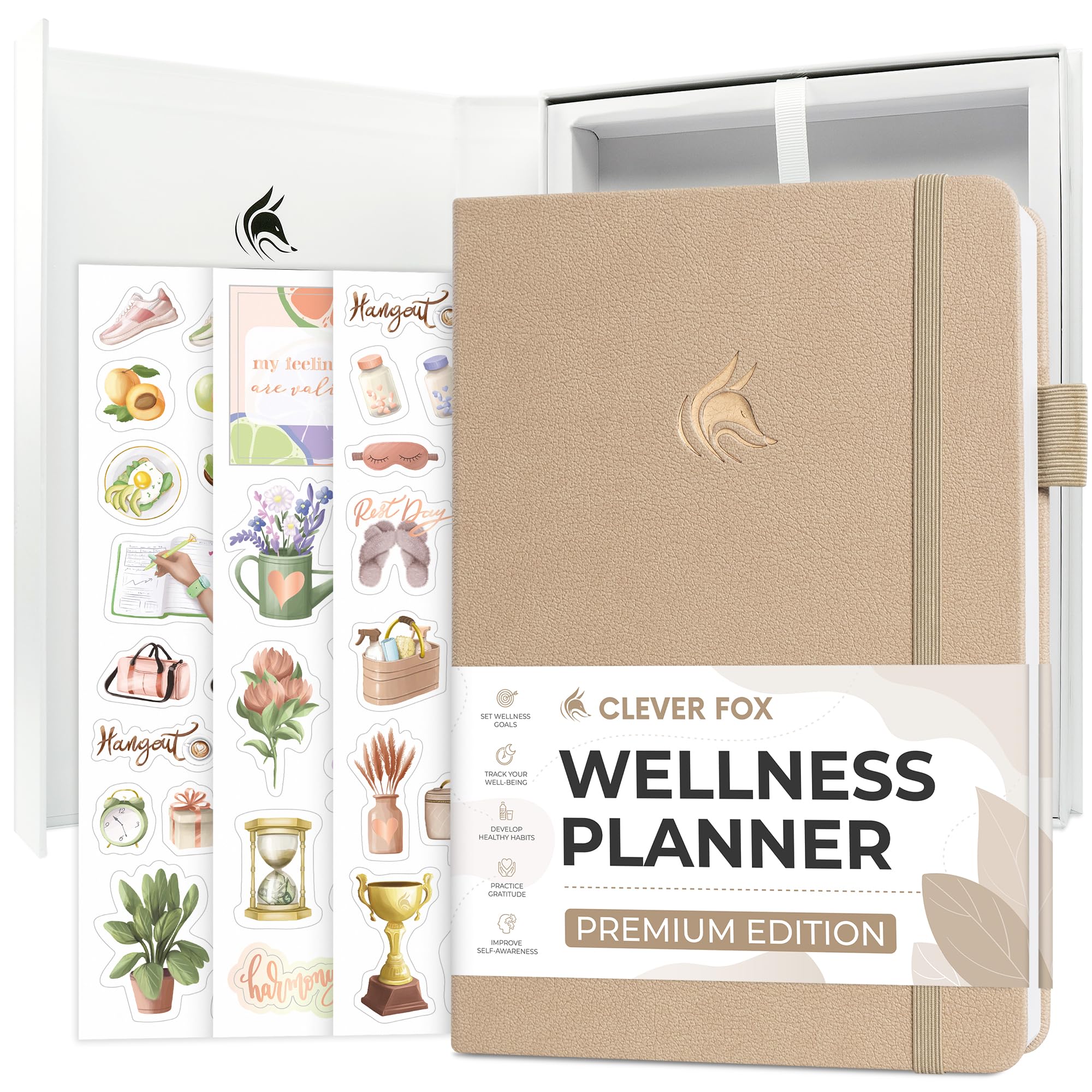 Clever Fox Wellness Planner Premium – Daily Lifestyle Journal to Support Health, Nutrition & Exercise – Healthy Living Journal with Meal, Exercise & Habit Trackers – Lasts 3 Months (SandStone)