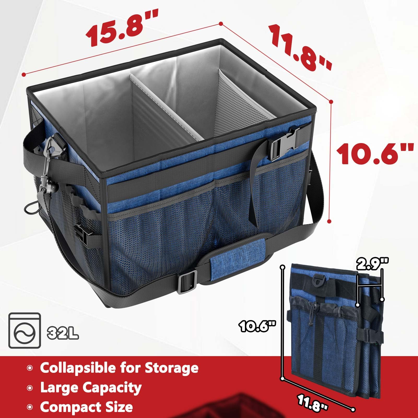 FANGSUN Large Grill and Picnic Caddy with Paper Towel Holder, BBQ Organizer for Utensil, Plate, Condiment, Collapsible & Easy Carry Griddle Caddy, Must Haves for Outdoor, Camper, Travel, Car, RV