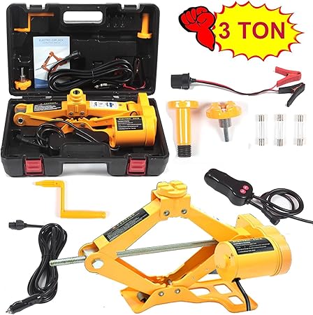 Electric Car Floor Jack 3 Ton All In One Automatic 12v Scissor Lift Jack Set For Sedans Suv W Double Saddles Remote Tire Change Repair Emergency Tool