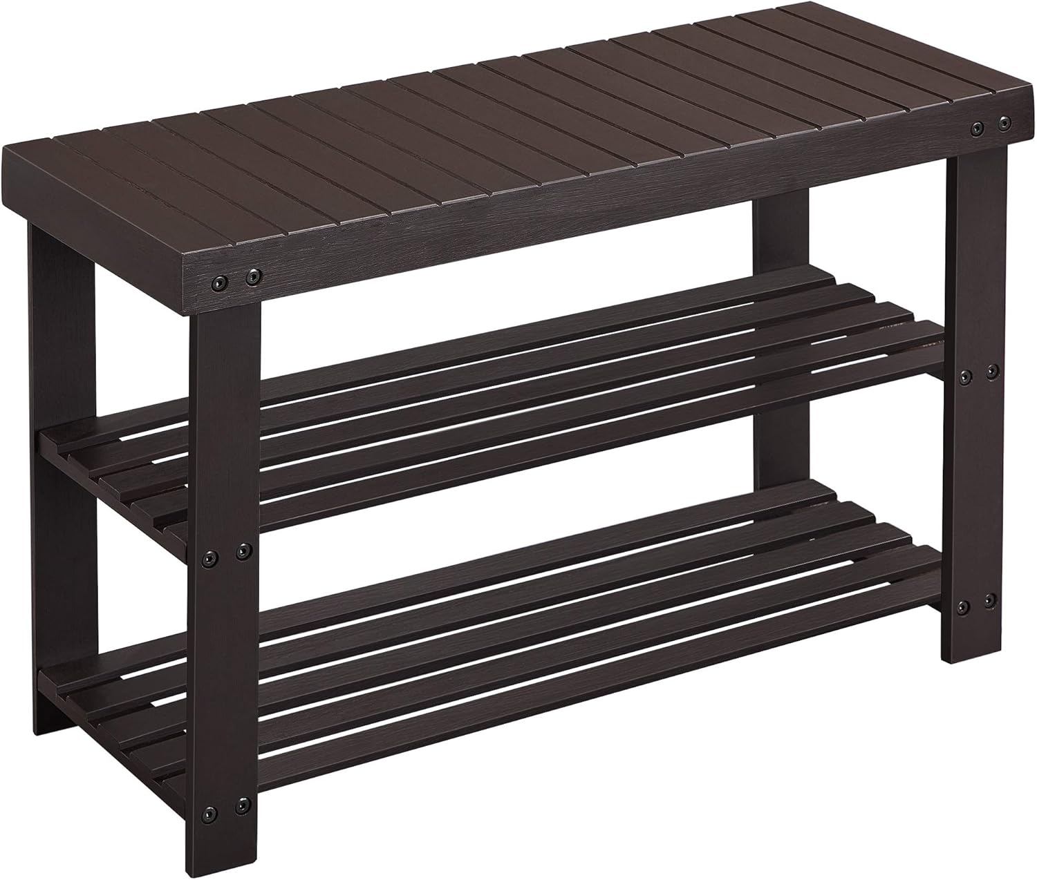 SONGMICS 3-Tier Bamboo Shoe Rack Bench, Shoe Organizer Shelf, Holds Up to 264 lb, Brown: Furniture & Decor