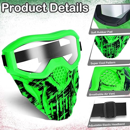 Pack Upgraded Tactical Mask with Goggles Compatible with Nerf