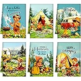 FuWeave 6 Pcs Vintage Camping Kitchen Towels Retro Happy Camper Dish Towels Funny Hand Towels Absorbent Camping Decor Drying Tea Towel Bathroom Housewarming Gifts for Camper Camping Rv Accessories