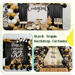 Blxsif Black Sequin Backdrop Curtains - 4 Panels