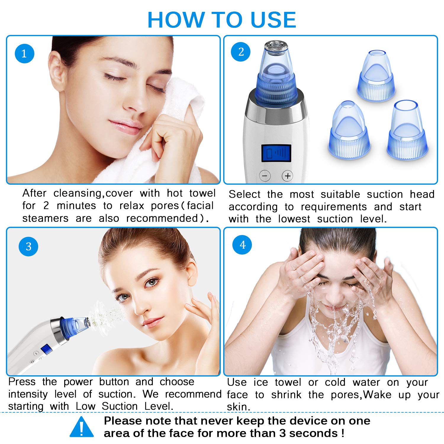 Blackhead Remover Pore Vacuum Comedo Blackhead Vacuum Suction Microdermabrasion Electric Acne Extractor Blackhead Cleaning Tool Exfoliating Machine with LED Display for Facial Skin Treatment: Beauty