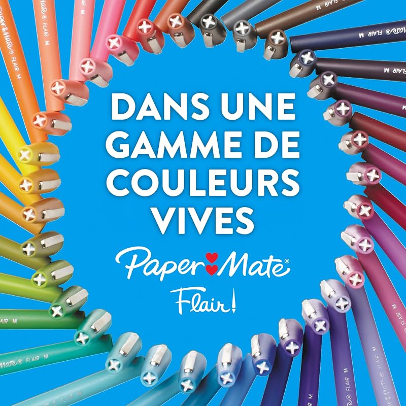 Flair Stylos feutres | Feutres de coloriage sans fuite à pointe moyenne (0,7 mm) | Idéal pour écrire, coloriage (adultes et enfants), scrapbooking, etc. | Couleurs Tropical | Lot de 6