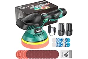 Avhrit Cordless Buffer Polisher kit with 2 Battery, 6 Inchs Polisher for Car Detailing, Car Buffer Waxer Kit with 6 Variable Speed Used for Car Detailing/Waxing/Buffer/Polisher