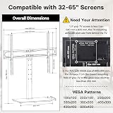 BONTEC Universal Table Top TV Stand 32-65 in VESA 600x400 Tempered Glass Base view 3