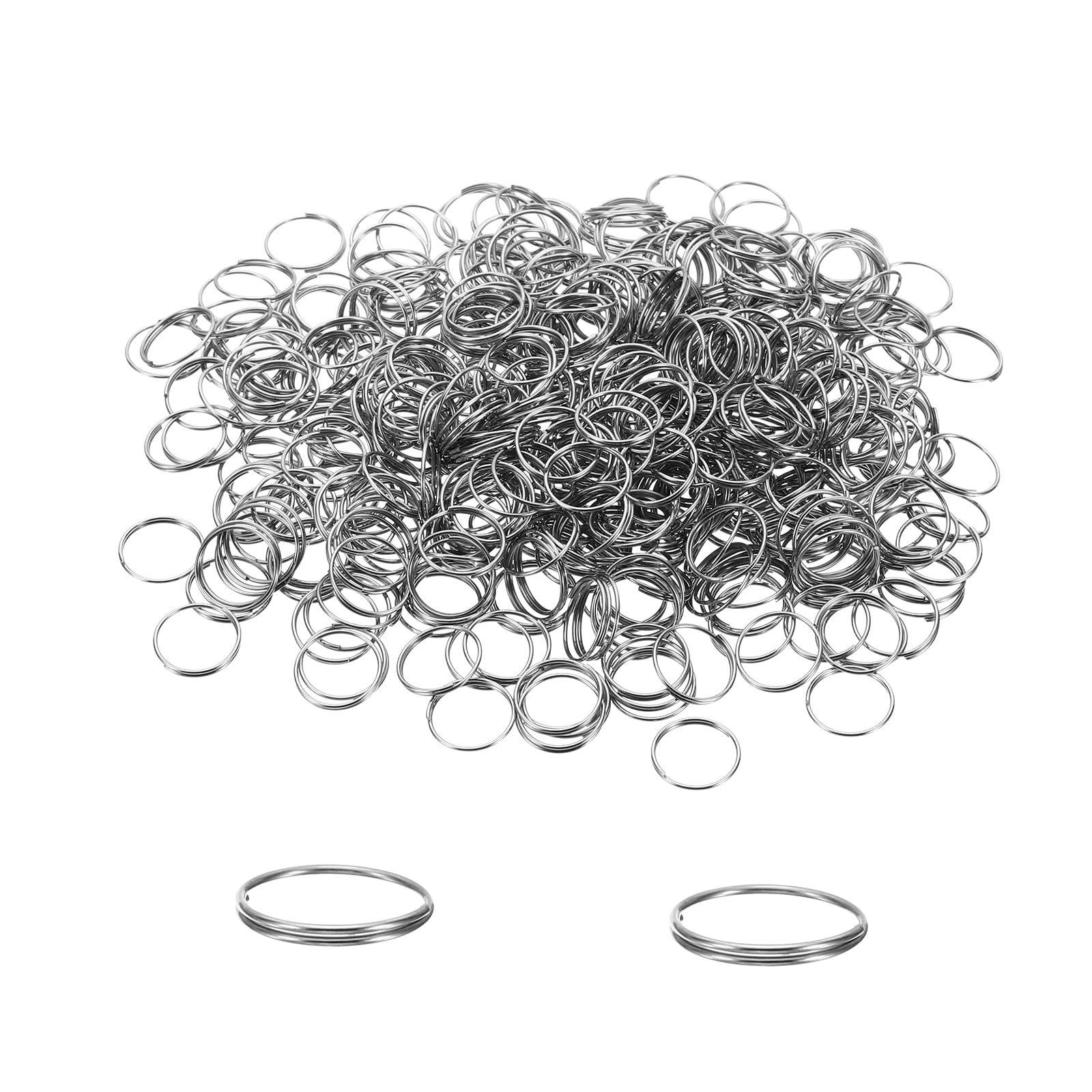 PATIKIL 11mm/0.43" OD Mini Split Rings, 1000Pcs 304 Stainless Steel Round Edged Split Circular Ring Clips for Fastening Crystals Parts, Chandelier Replacements, Silver