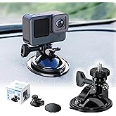 JJC Suction Cup Mount with 1/4"-20 Screw for DJI OSMO Nano Action 6 5 Pro 4 3 Action Camera, Strong Stable Suction Cup Base Compatible with Gopro 13 12 11 10, for Insta360 X5 X4 X3 OSMO 360 Car Mount