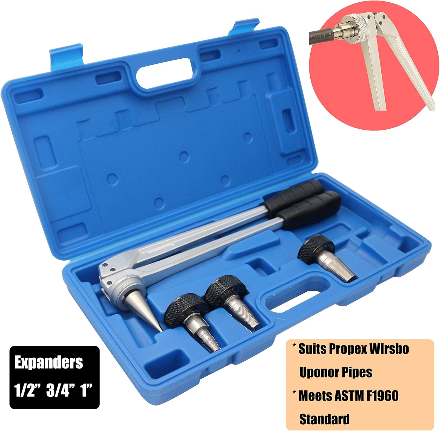 iGeelee Manual PEX Pipe Expander Tool Kit PE1632 with 1/2,3/4,1