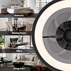 LUDOMIDE Ceiling Fan with Lights, 15" Flush