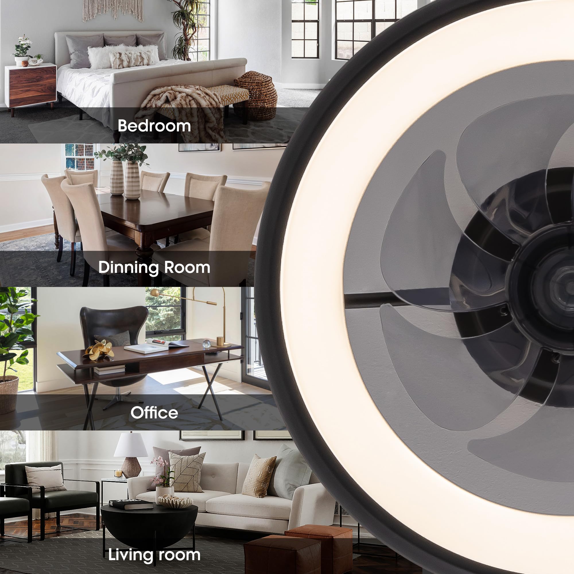 LUDOMIDE Ceiling Fan with Lights, 15" Flush