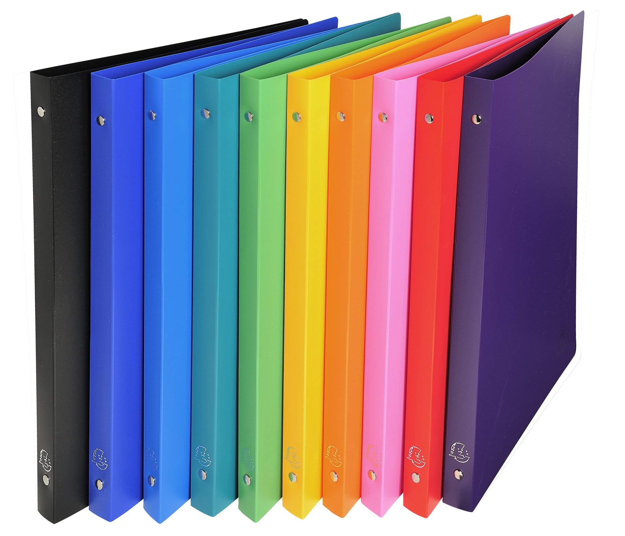 Exacompta - ref. 51199E - 1 flexible OPAK binder - 4 round rings, diameter 15 mm - Spine 20 mm - External dimensions: 32 x 25 cm - A4 file format - 10 random colors