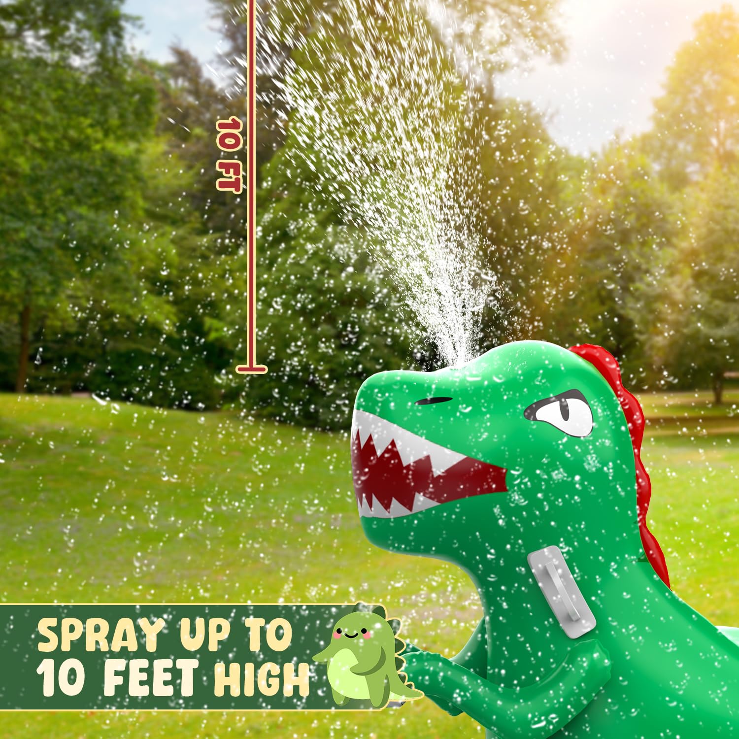 Skirfy Aufblasbare Dinosaurier Swimmingpool-Flöße Wasser Pool Luftmatratze mit Sprinkler für den Garten, 2-in-1 Wasserspielzeug Spielzeug für Wasserpartys Sommerparty für den Sommer 3