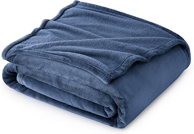 Bedsure Fleece Throw Blanket 150x200 cm Mineral Blue Microfibre