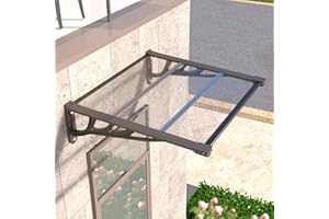 GUANSU-CN 35 * 48'' Window and Door Awning Exterior, UV/Rain/Snow/Sunlight Protection Sheet,UPF 50+ Polycarbonate Overhang Canopy,House Overdoor Awnings for Door Entrance Outside/Patio/Porch/Deck