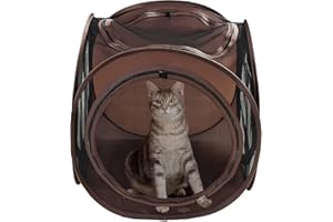 Sexy Liza’s Pop Up Tent Cat Cube - 24x22x20” Play Tent w/ 14” Hole - Connects with Snarky Pets Timmy & Mister’s Tunnel - Outdoor Cat Tent, Play Pen, Zip Connect, Outdoor cat House or Small Dog Bed