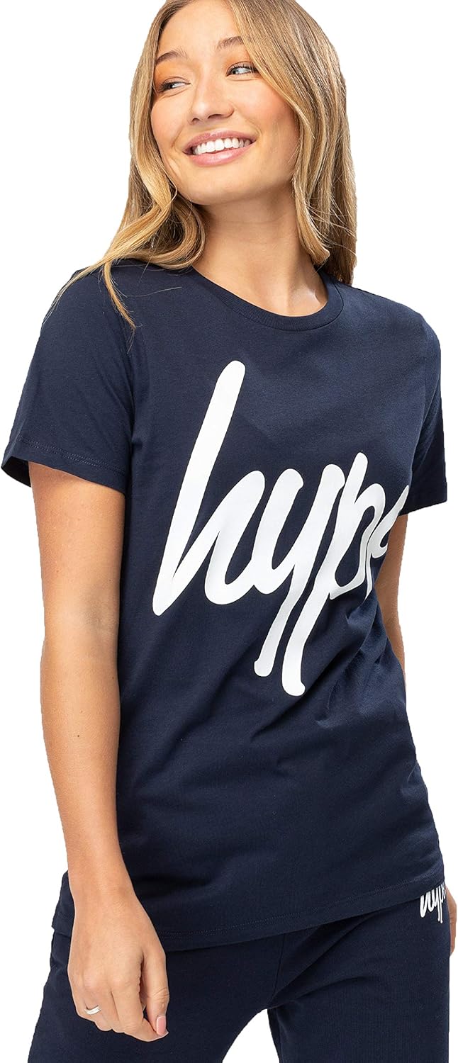 Hype Navy White Script Womens TShirt Amazon.co.uk Clothing