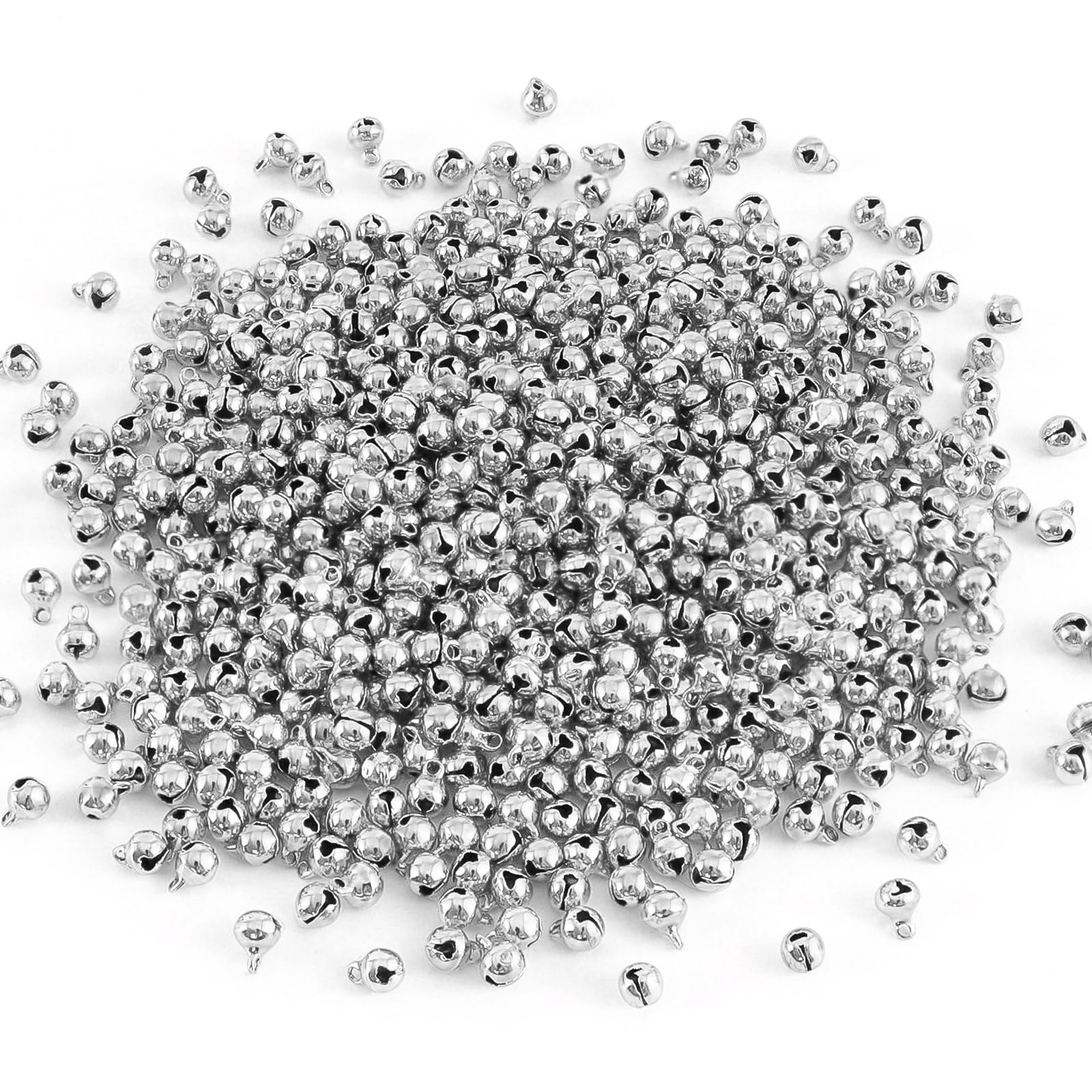 Photo 1 of 1/4 Inch Jingle Bells Small Bell Mini Bells, Tiny Crafts Bells, DIY for Christmas Home Making Ornaments Wreath Pet Decorations Bracelet Anklets Necklace Knitting Jewelry Making 120 Pcs, Silver
