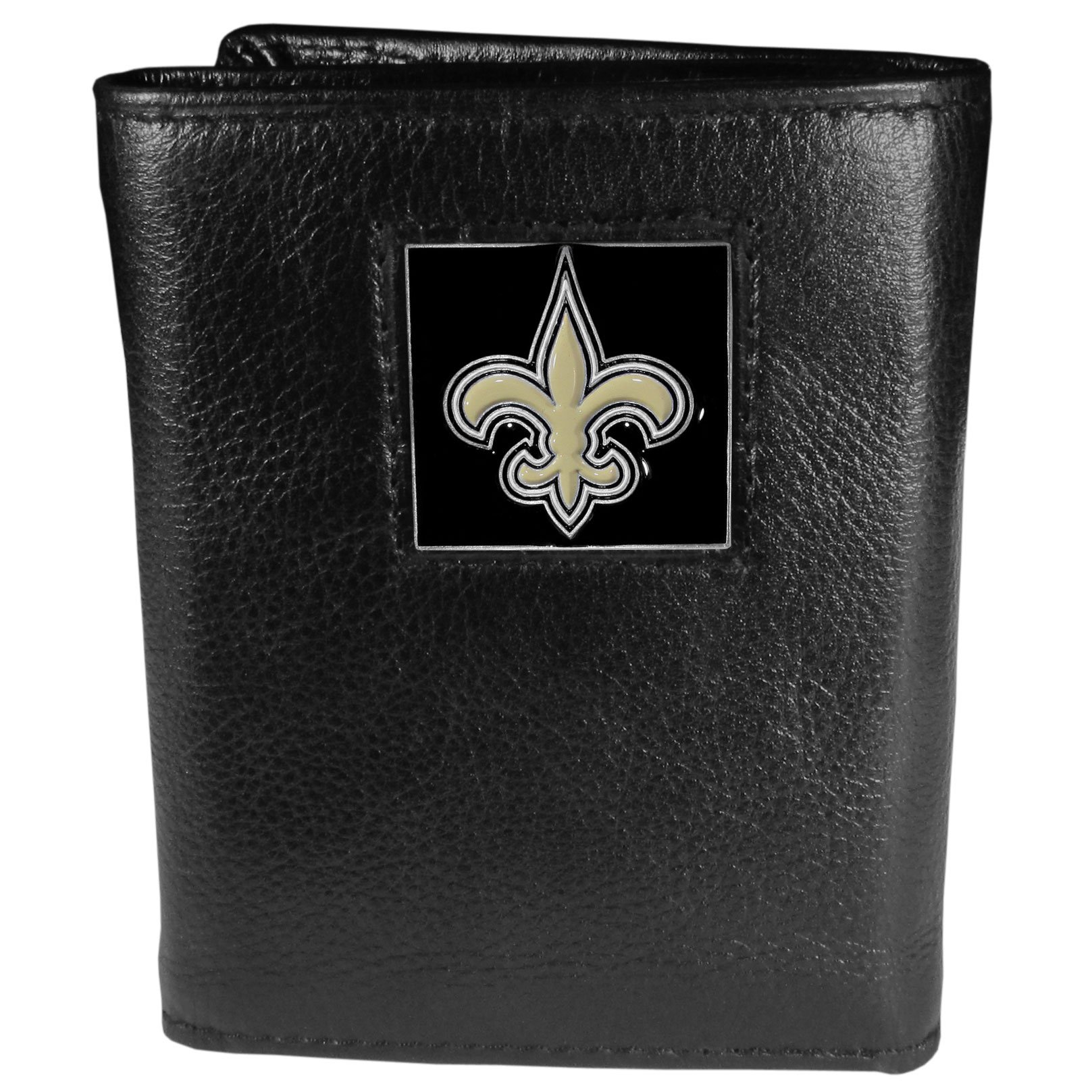 Siskiyou NFL Sports Mens New Orleans Saints Deluxe Leather Tri-fold Wallet Packaged in Gift Box One Size Black